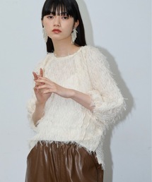 ヘアリーシャギーワイドタックスリーブブラウス