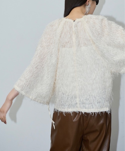 THE YOn（ザヨン）の「ヘアリーシャギーワイドタックスリーブブラウス（シャツ/ブラウス・レディース・ブラック/アイボリー・FREE）」の19枚目の写真