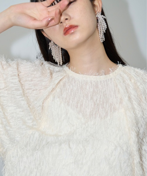 THE YOn（ザヨン）の「ヘアリーシャギーワイドタックスリーブブラウス（シャツ/ブラウス・レディース・ブラック/アイボリー・FREE）」の21枚目の写真