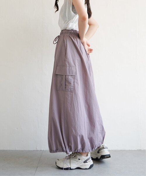 VENCEEXCHANGE（ヴァンスエクスチェンジ）の「ナイロンカーゴスカート/ドロスト付スカート（スカート・レディース・ベージュ/ブラック/ピンク/グリーン・FREE）」の4枚目の写真