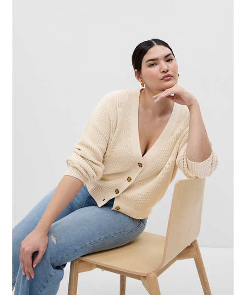 GAP（ギャップ）の「シェーカーステッチ Vネックカーディガン（カーディガン/ボレロ・レディース・ブルー/ベージュ/グレー/ブラック・M/L/S/XS/XXS/XL）」の11枚目の写真