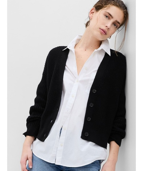 GAP（ギャップ）の「シェーカーステッチ Vネックカーディガン（カーディガン/ボレロ・レディース・ブルー/ベージュ/グレー/ブラック・M/L/S/XS/XXS/XL）」の13枚目の写真