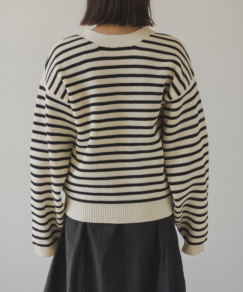 rectangle（レクタングル）の「ボーダーニットカーディガン（カーディガン/ボレロ・レディース・ホワイト・FREE）」の2枚目の写真