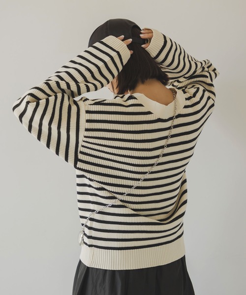 rectangle（レクタングル）の「ボーダーニットカーディガン（カーディガン/ボレロ・レディース・ホワイト・FREE）」の10枚目の写真