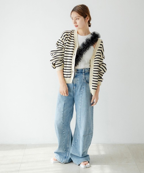 rectangle（レクタングル）の「ボーダーニットカーディガン（カーディガン/ボレロ・レディース・ホワイト・FREE）」の21枚目の写真