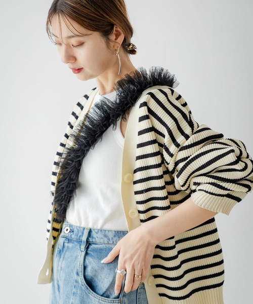 rectangle（レクタングル）の「ボーダーニットカーディガン（カーディガン/ボレロ・レディース・ホワイト・FREE）」の22枚目の写真