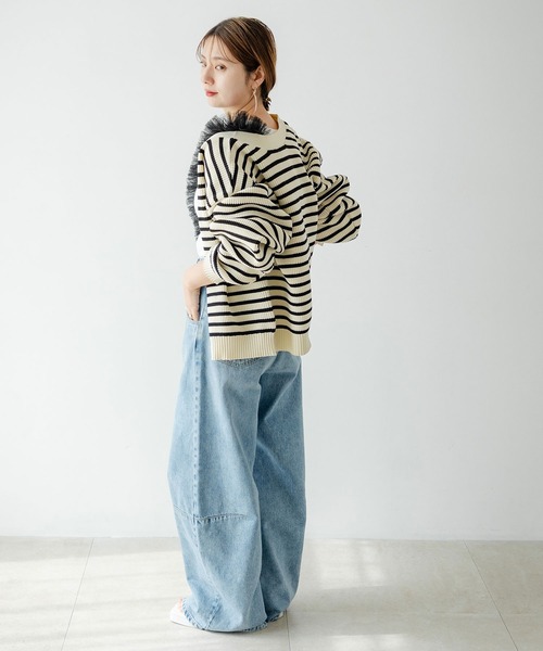 rectangle（レクタングル）の「ボーダーニットカーディガン（カーディガン/ボレロ・レディース・ホワイト・FREE）」の14枚目の写真