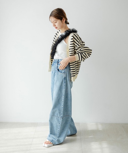 rectangle（レクタングル）の「ボーダーニットカーディガン（カーディガン/ボレロ・レディース・ホワイト・FREE）」の16枚目の写真