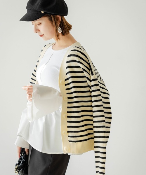 rectangle（レクタングル）の「ボーダーニットカーディガン（カーディガン/ボレロ・レディース・ホワイト・FREE）」の17枚目の写真