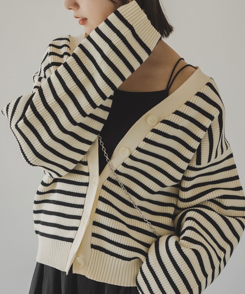 rectangle（レクタングル）の「ボーダーニットカーディガン（カーディガン/ボレロ・レディース・ホワイト・FREE）」の20枚目の写真