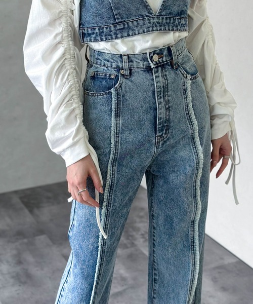 Per sist ence（パーシエンス）の「センターライン フリンジデニムパンツ（デニムパンツ・レディース・グレー/ブラック/ブルー/インディゴブルー・SMALL/MEDIUM）」の4枚目の写真