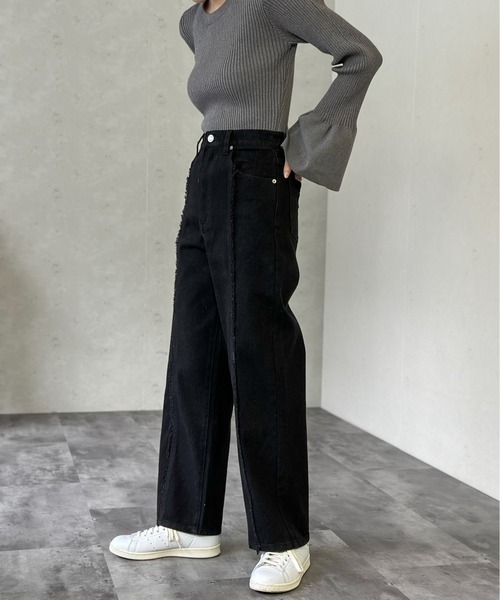 Per sist ence（パーシエンス）の「センターライン フリンジデニムパンツ（デニムパンツ・レディース・グレー/ブラック/ブルー/インディゴブルー・SMALL/MEDIUM）」の7枚目の写真