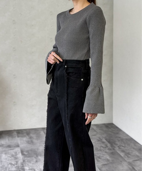 Per sist ence（パーシエンス）の「センターライン フリンジデニムパンツ（デニムパンツ・レディース・グレー/ブラック/ブルー/インディゴブルー・SMALL/MEDIUM）」の21枚目の写真