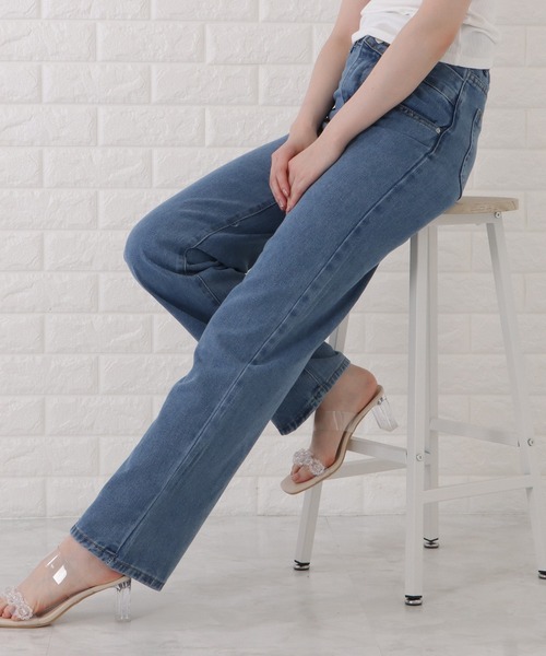 Lace Ladies(レースレディース)の「ハイウエストアシンメトリーセミワイドデニムパンツ(デニムパンツ・レディース・ネイビー/ライトブルー/ブラック・XL/M/S)」の14枚目の写真