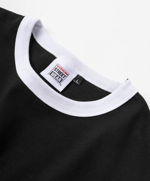 VISION STREET WEAR(ヴィジョンストリートウェア)の「【VISION STREET WEAR/ヴィジョンストリートウェア】ワンポイント サガラ刺繍ワッペン&バックブランドロゴ リンガーデザイン ロングスリーブTシャツ/ロンT(Tシャツ/カットソー・メンズ・ブラック×ホワイト/ホワイト×レッド/ホワイト×ブラック・L/XL/M)」の6枚目の写真