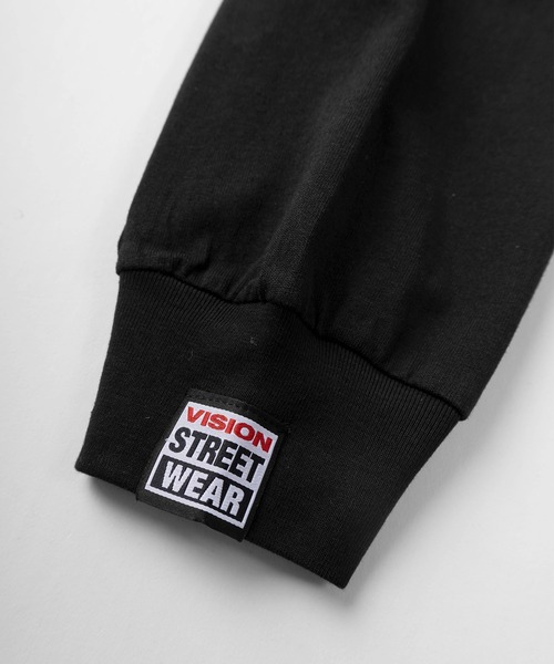 VISION STREET WEAR(ヴィジョンストリートウェア)の「【VISION STREET WEAR/ヴィジョンストリートウェア】ワンポイント サガラ刺繍ワッペン&バックブランドロゴ リンガーデザイン ロングスリーブTシャツ/ロンT(Tシャツ/カットソー・メンズ・ブラック×ホワイト/ホワイト×レッド/ホワイト×ブラック・L/XL/M)」の9枚目の写真