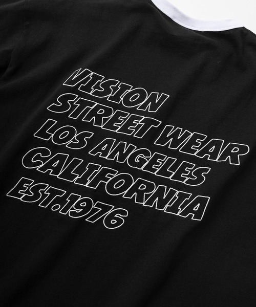 VISION STREET WEAR(ヴィジョンストリートウェア)の「【VISION STREET WEAR/ヴィジョンストリートウェア】ワンポイント サガラ刺繍ワッペン&バックブランドロゴ リンガーデザイン ロングスリーブTシャツ/ロンT(Tシャツ/カットソー・メンズ・ブラック×ホワイト/ホワイト×レッド/ホワイト×ブラック・L/XL/M)」の11枚目の写真