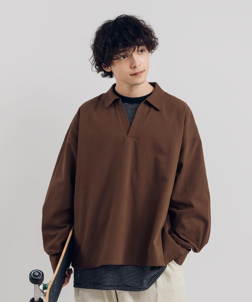MUHET(ミュエータ)の「スキッパーシャツ(シャツ/ブラウス・レディース・ブラック/ブラウン・MEDIUM/X-LARGE)」の1枚目の写真