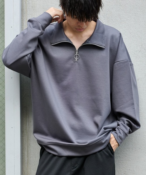 COLONY 2139（コロニートゥーワンスリーナイン）の「ストレッチダンボールハーフジップ（Tシャツ/カットソー・メンズ・ライトグレー/サックスブルー/グレー/ブラック・MEDIUM/LARGE）」の4枚目の写真