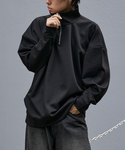 COLONY 2139（コロニートゥーワンスリーナイン）の「ストレッチダンボールハーフジップ（Tシャツ/カットソー・メンズ・ライトグレー/サックスブルー/グレー/ブラック・MEDIUM/LARGE）」の2枚目の写真