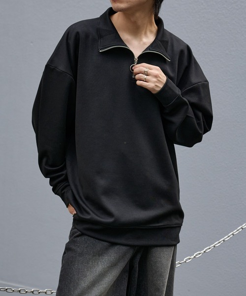 COLONY 2139（コロニートゥーワンスリーナイン）の「ストレッチダンボールハーフジップ（Tシャツ/カットソー・メンズ・ライトグレー/サックスブルー/グレー/ブラック・MEDIUM/LARGE）」の5枚目の写真