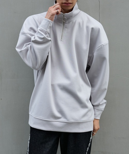 COLONY 2139（コロニートゥーワンスリーナイン）の「ストレッチダンボールハーフジップ（Tシャツ/カットソー・メンズ・ライトグレー/サックスブルー/グレー/ブラック・MEDIUM/LARGE）」の14枚目の写真