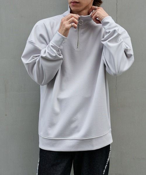 COLONY 2139（コロニートゥーワンスリーナイン）の「ストレッチダンボールハーフジップ（Tシャツ/カットソー・メンズ・ライトグレー/サックスブルー/グレー/ブラック・MEDIUM/LARGE）」の11枚目の写真