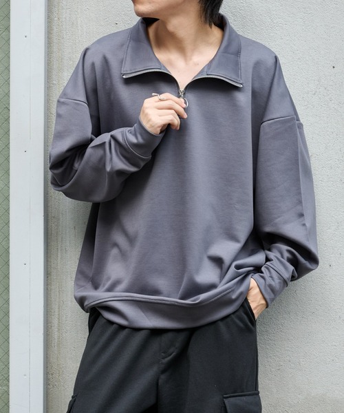 COLONY 2139（コロニートゥーワンスリーナイン）の「ストレッチダンボールハーフジップ（Tシャツ/カットソー・メンズ・ライトグレー/サックスブルー/グレー/ブラック・MEDIUM/LARGE）」の15枚目の写真