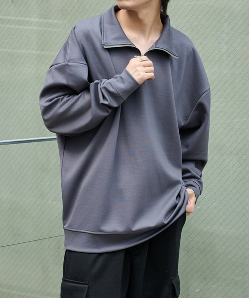 COLONY 2139（コロニートゥーワンスリーナイン）の「ストレッチダンボールハーフジップ（Tシャツ/カットソー・メンズ・ライトグレー/サックスブルー/グレー/ブラック・MEDIUM/LARGE）」の18枚目の写真