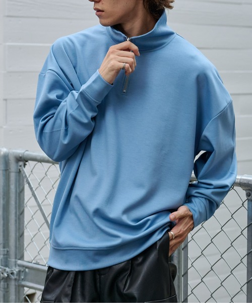 COLONY 2139（コロニートゥーワンスリーナイン）の「ストレッチダンボールハーフジップ（Tシャツ/カットソー・メンズ・ライトグレー/サックスブルー/グレー/ブラック・MEDIUM/LARGE）」の20枚目の写真