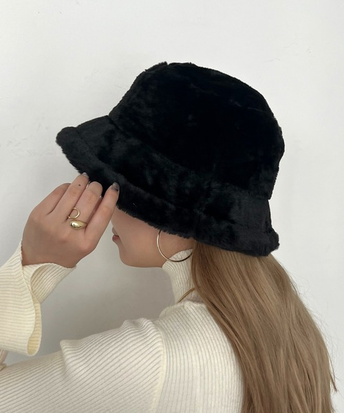 prose verse（プロズヴェール）の「ファーバケットハット（ハット・レディース・ブラック/グレイッシュベージュ・ﾌﾘ-）」の2枚目の写真