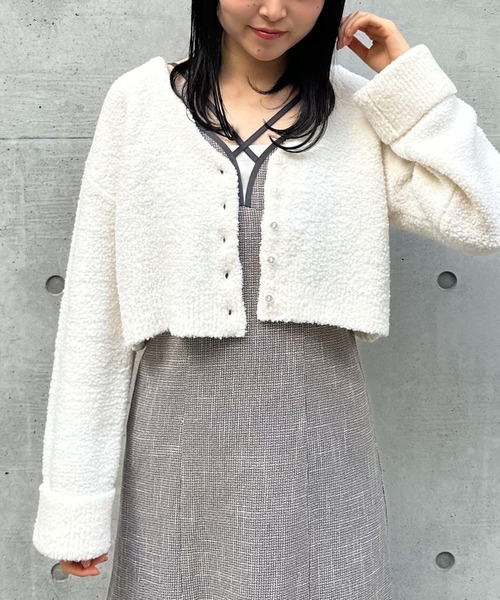 archives(アルシーヴ)の「テディベアニットショートカーディガン(カーディガン/ボレロ・レディース・ブルー/グリーン/アイボリー/モカ・MEDIUM)」の6枚目の写真