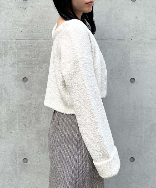 archives(アルシーヴ)の「テディベアニットショートカーディガン(カーディガン/ボレロ・レディース・ブルー/グリーン/アイボリー/モカ・MEDIUM)」の8枚目の写真