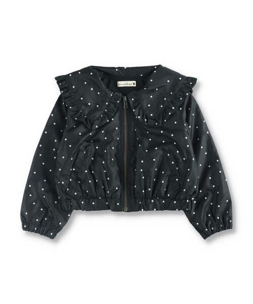 BRANSHES（ブランシェス）の「ビッグ衿ウィンドブレーカー（ナイロンジャケット・キッズ・ブラック/ラベンダー・130/110/90/100/150/120/140）」の4枚目の写真