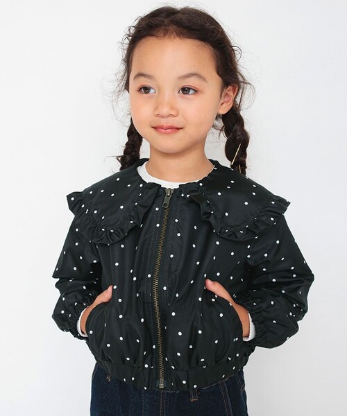 BRANSHES（ブランシェス）の「ビッグ衿ウィンドブレーカー（ナイロンジャケット・キッズ・ブラック/ラベンダー・130/110/90/100/150/120/140）」の5枚目の写真