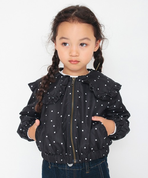 BRANSHES（ブランシェス）の「ビッグ衿ウィンドブレーカー（ナイロンジャケット・キッズ・ブラック/ラベンダー・130/110/90/100/150/120/140）」の15枚目の写真