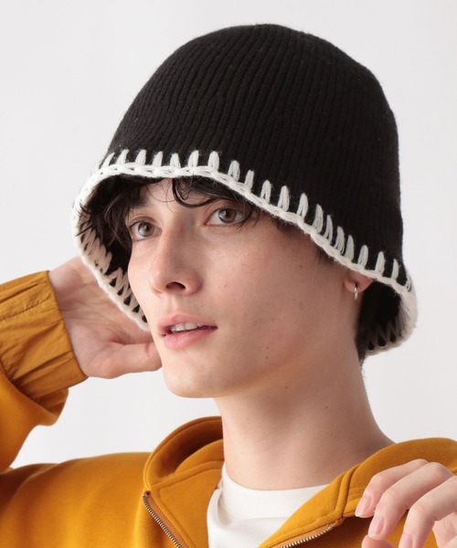 RAGEBLUE(レイジブルー)の「ハンドステッチ/ニットバケットハット(ハット・メンズ・ブラック/グレー・FREE)」の3枚目の写真