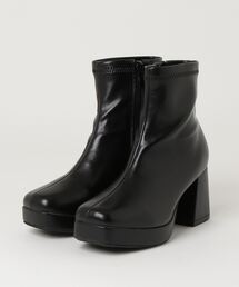JOLI ENCORE ジョリーアンコール SQ PLAT SBT 7.5 スクエアプラットショートブーツ 7.5 JE86006 BLACK