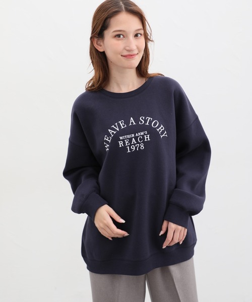 Honeys（ハニーズ）の「暖裏起毛ロゴ刺繍ビッグスウェットトレーナー（スウェット・レディース・スモークピンク/スミクロ/オートミール/アイボリー/ネイビー/杢グレー・S/M/L）」の22枚目の写真