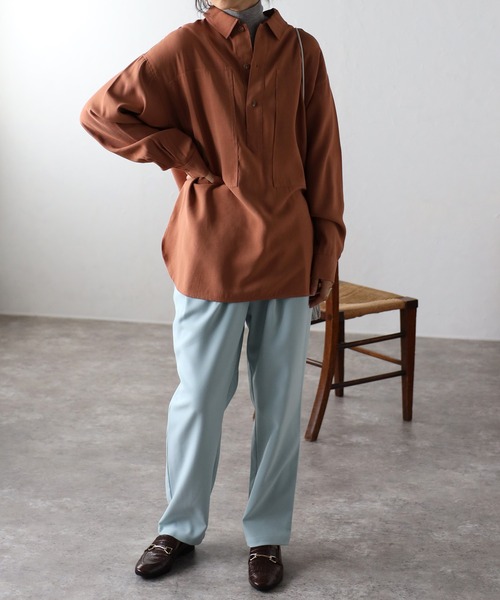 COMMRE（コムル）の「ハイウエストタックパンツ（その他パンツ・レディース・ブラック/アイボリー/サックスブルー・FREE）」の17枚目の写真