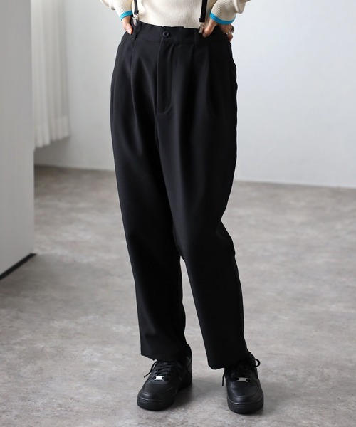 COMMRE（コムル）の「ハイウエストタックパンツ（その他パンツ・レディース・ブラック/アイボリー/サックスブルー・FREE）」の5枚目の写真