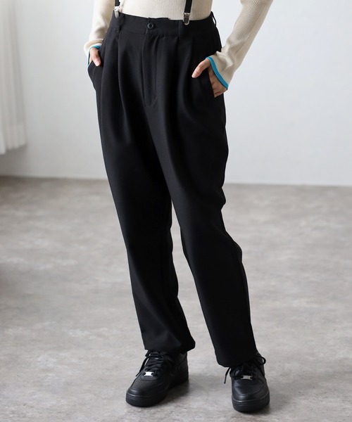 COMMRE（コムル）の「ハイウエストタックパンツ（その他パンツ・レディース・ブラック/アイボリー/サックスブルー・FREE）」の6枚目の写真