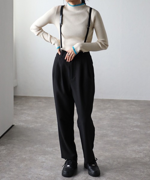 COMMRE（コムル）の「ハイウエストタックパンツ（その他パンツ・レディース・ブラック/アイボリー/サックスブルー・FREE）」の9枚目の写真