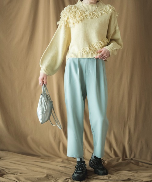 COMMRE（コムル）の「ハイウエストタックパンツ（その他パンツ・レディース・ブラック/アイボリー/サックスブルー・FREE）」の20枚目の写真