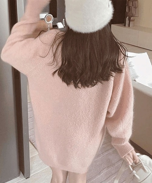 Pittok(ピットク)の「クルーネックニットトップス(ニット/セーター・レディース・ピンク/ホワイト・M)」の5枚目の写真