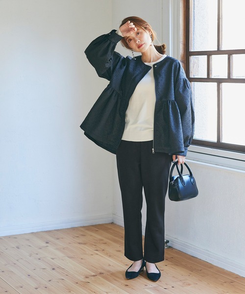 coca(coca)(コカ)の「ダンボールニットグッドテーパードパンツ(スウェットパンツ・レディース・ベージュ/ブラック・M/L)」の6枚目の写真