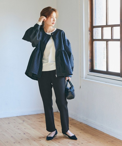 coca(coca)(コカ)の「ダンボールニットグッドテーパードパンツ(スウェットパンツ・レディース・ベージュ/ブラック・M/L)」の7枚目の写真