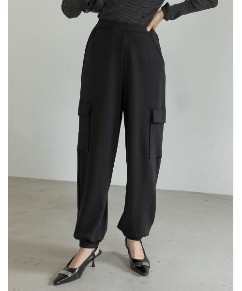 Re:EDIT（リエディ）の「[低身長/高身長サイズ有][イージーケア]とろみダンボールカーゴパンツ（カーゴパンツ・レディース・ホワイト/グレー/ブラック・SHORT/MEDIUM/TALL/LARGE）」の3枚目の写真