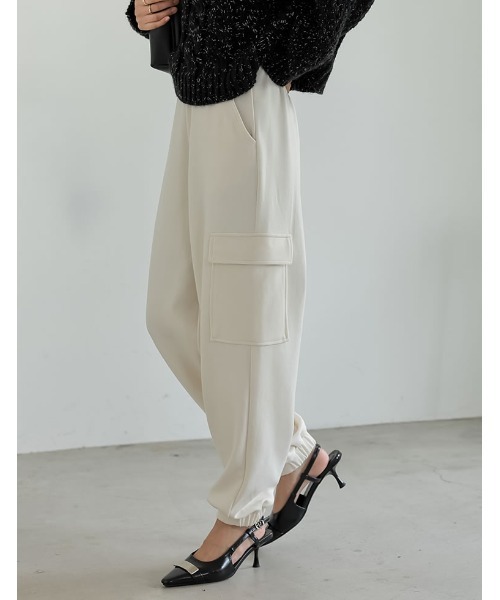 Re:EDIT（リエディ）の「[低身長/高身長サイズ有][イージーケア]とろみダンボールカーゴパンツ（カーゴパンツ・レディース・ホワイト/グレー/ブラック・SHORT/MEDIUM/TALL/LARGE）」の18枚目の写真