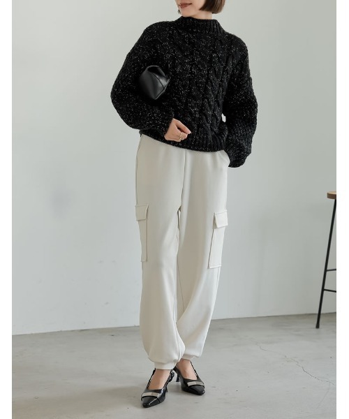 Re:EDIT（リエディ）の「[低身長/高身長サイズ有][イージーケア]とろみダンボールカーゴパンツ（カーゴパンツ・レディース・ホワイト/グレー/ブラック・SHORT/MEDIUM/TALL/LARGE）」の20枚目の写真